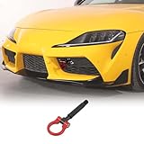 Front Bumper Tow Hook Compatible with Toyota Supra GR A90 A91 MK5 2019-2026, Race Style Front Tow Hook O-Ring, Exterior Tow Hook Trailer Hitch Accessories (Red)