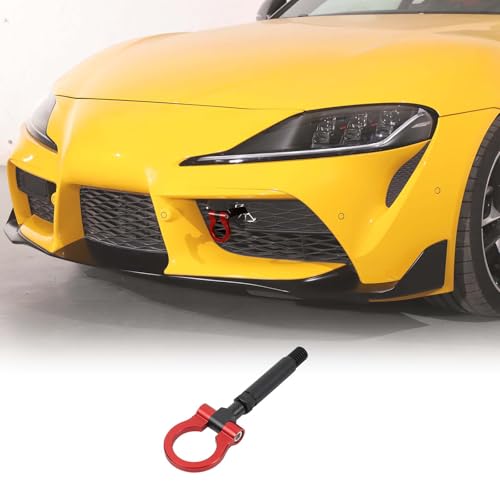 Front Bumper Tow Hook Compatible with Toyota Supra GR A90 A91 MK5 2019-2026, Race Style Front Tow Hook O-Ring, Exterior Tow Hook Trailer Hitch Accessories (Red)