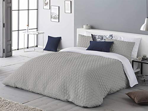 Antilo Funda Nórdica Camelot Gris Acolchada Bouti (Cama 90 (160x240cm.))