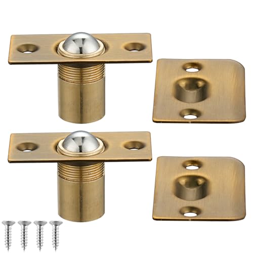 Image of JQK Closet Ball Catch Door Hardware, Stainless Steel Catch Adjustable with Strike Plate, Bronze 2 Pack, HBC100-YRB-P2