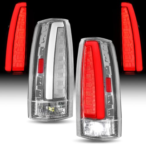 KIGMOS Chrome LED Tail Lights for Chevy GMC 1988-1998 Silverado Sierra C1500 C2500 C3500 K1500 K2500 K3500 1992-1999 Suburban Yukon Tahoe Blazer fit for Cadillac Escalade 1999-2000