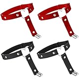 Sotbnna 4 Porte Jarretelles, Femboy Jarretière, Cuir PU, Porte Jarretelle en Cuir en Forme de Cœur avec Menottes pour les Jambes, Style Punk Gothique(Rouge, Noir)