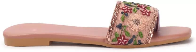 Image of PRIYANSH Enterprises Premium Women Ethnic Embroidered Flats Footwear for Women | Stylish Slippers For Party and Formal Wear | Flat Embroidered Sandal
