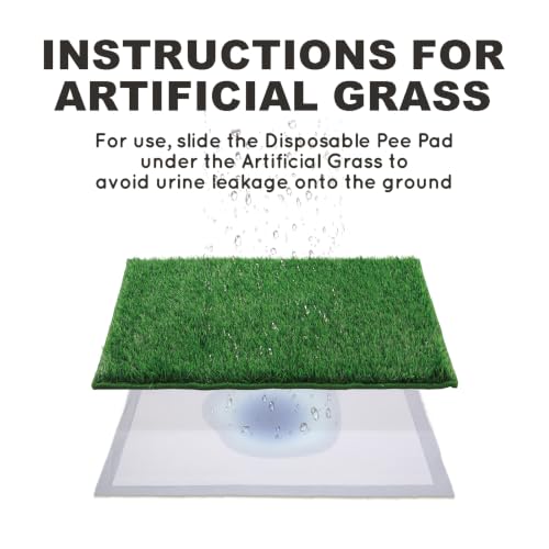 HQ4US 4LEGS Grass Pee Pads for Dogs Potty, Artificial Grass Patch Odor Free | 2PCS Fake Grass with Fully Permeable Backing for Fast Drainage, Indoor Potty Grass Hemmed Edge Turf, Easy Clean - Image 4