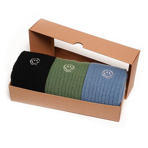 Image of Merino Wool Socks For Women, Set in Gift Craft Box Ribbed Design, Soft, Breathable, Winter Socks for Hiking, Comfort, Durable