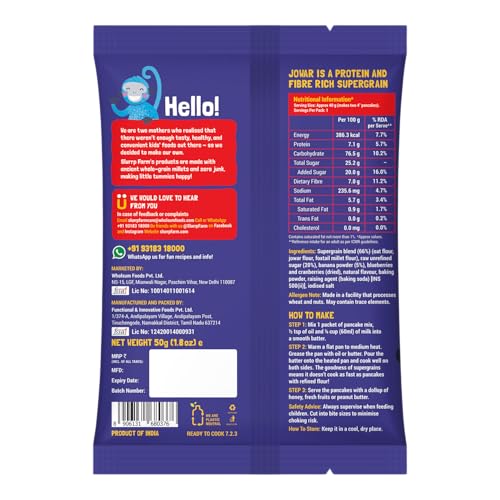 Slurrp Farm Healthy Breakfast and Snacks Trial Pack Combo, Millet Pancake and Dosa Mix, 300g (Pack of 6, 50g each) Slurrp Farm Healthy Breakfast and Snacks Trial Pack Combo, Millet Pancake and Dosa Mix, 300g (Pack of 6, 50g each)