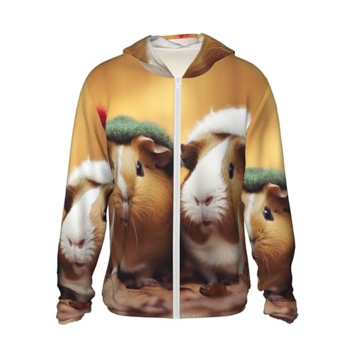 WSOIHFEC Süßes Meerschweinchen-Sonnenschutz-Kapuzenpullover mit durchgehendem Reißverschluss, langärmelig, Sonnenshirt mit Taschen, Schwarz, XXL WSOIHFEC Süßes Meerschweinchen-Sonnenschutz-Kapuzenpullover mit durchgehendem Reißverschluss, langärmelig, Sonnenshirt mit Taschen, Schwarz, XXL