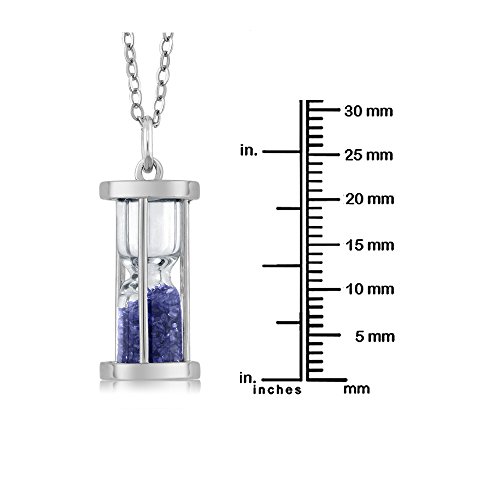 Gem Stone King 3/4 Cttw Diamond and Gemstone Birthstone Dust Hourglass Pendant Necklace For Women In 925 Sterling Silver | With 18 Inch Silver Chain4