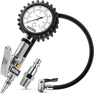 TireTek Tire Pressure Gauge for Cars (170 PSI) – Professional Tire Inflator with Secure Air Chuck – Tire Gauge for Tire Pressure, Air Compressor Attachments, Tire Inflator Nozzle, Air Pressure Gauge