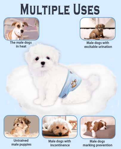 Topkins Dog Diapers Male, 3 Pack Washable Reusable Puppy Belly Bands,Soft And Comfortable Leak Proof Doggie Wraps With High Absorbing, For Untrained, Incontinence Small Medium Dogs, L #TOP3