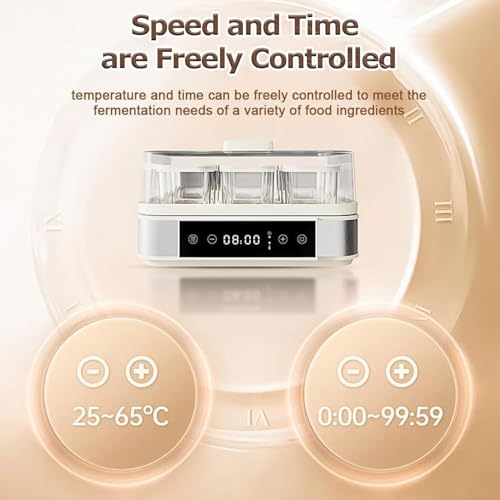 Máquina digital de yogurt con 9 tarros de vidrio, control de temperatura ajustable para queso casero, nato, máquina de fermentación de acero inoxidable fácil de limpiar