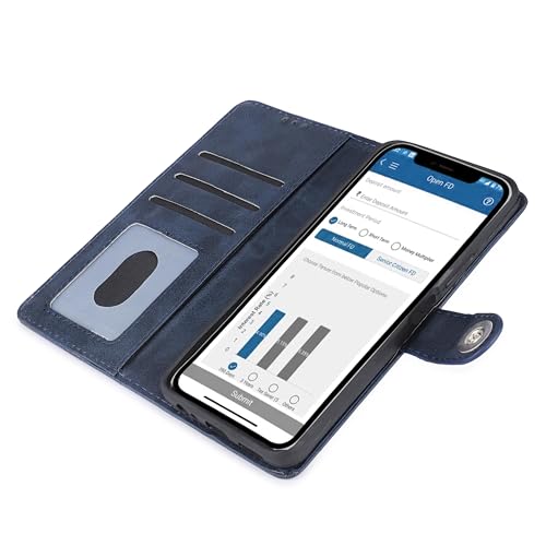Image of Inktree Vivo V50 5G Flip Cover | Leather Finish | Complete Protection Flip Case for Vivo V50 5G - Blue Button