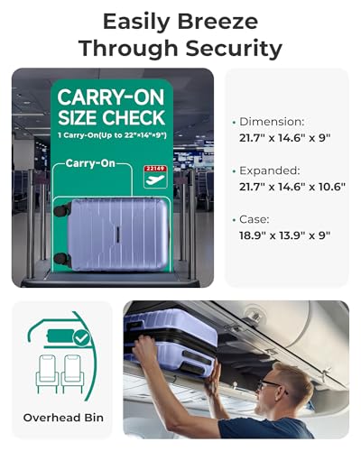Image of BAGSMART Carry On Luggage 22x14x9 Airline Approved with Spinner Wheels,Lightweight 20 Inch Luggage with TSA Lock,Expandable Hard Shell Carry On Suitcases for Men Women,Slate Blue