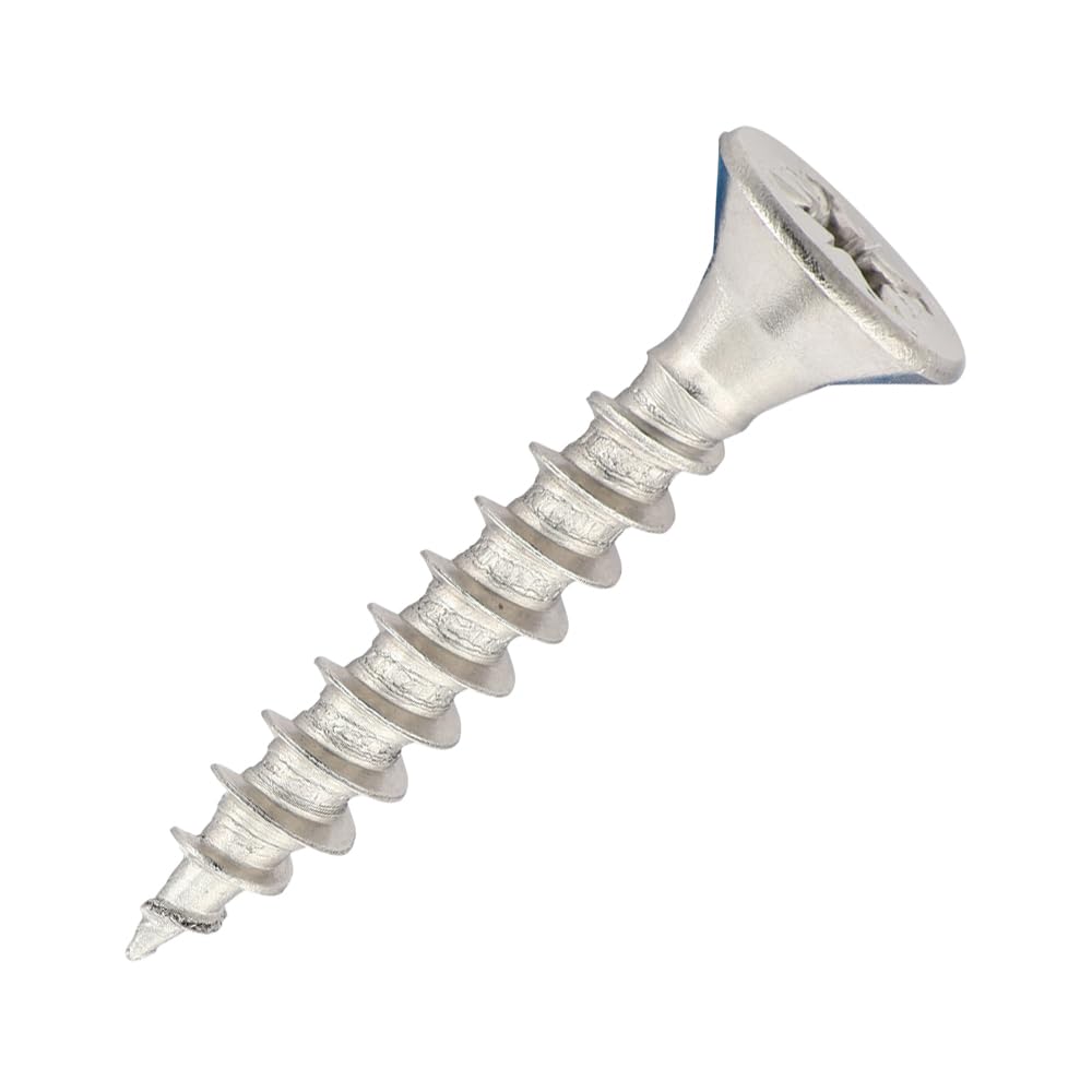 SiDAX | Stainless Steel Woodscrews | PoziDrive | Countersunk | A2 Stainless Steel | 5.0 x 30mm | Box 200 pcs (CHP04-050030)