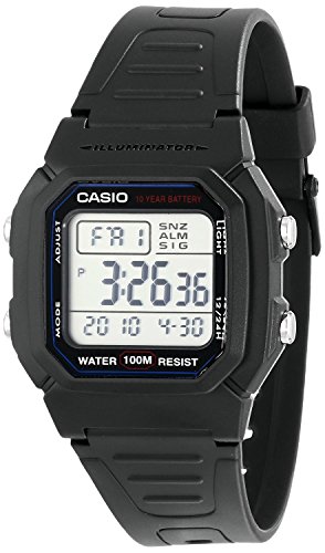 Casio W800H Series | Unisex Digital Watch | Black | 100 Meter Water Resistance | LED Backlight | 1/100 SEC Stopwatch | Dual Time | Multi-Function Alarm | Full Auto Calendar | 10 Year Battery