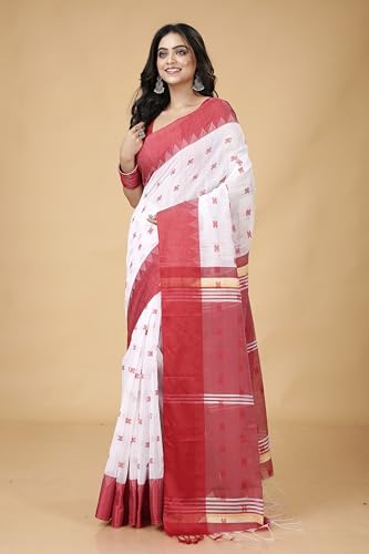 Image of OISHANI SAREE GHOR Women's Traditional Bengal Soft Cotton Silk Handloom Saree.