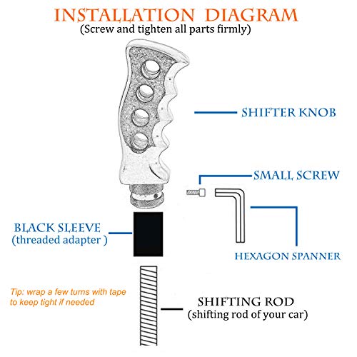 Thruifo Manual Gear Stick Shifter Handle Automatic Car Shift Head Fit Most Mt Transmissions, Black #TOP2