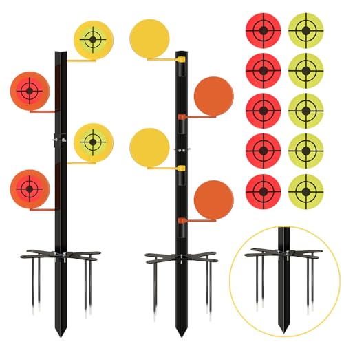 Dueling Tree Target Kit 4 or 8 Heavy Duty in 6 or 4 or 3 Diameter 3/8 Thickness Ar500 Rotate Swing Paddle Shooting Bracket with Bullseye Paper for. 22 Rimfire Pistol Shooting Training(3/40.5 h)