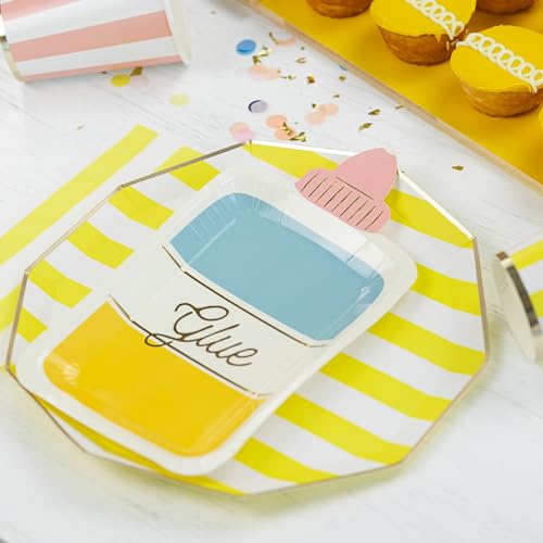 Image of Bonjour Fete Yellow Cabana Stripe Guest Towels, Pack of 20, 4.25x7.75 inch