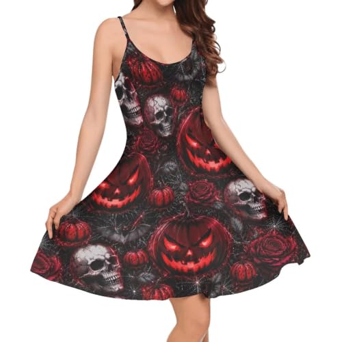 Image of Women's Spaghetti Strap Dress Summer Casual Swing Sundress Girls Beachwear Swing Mini Dress