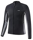 EYCE Dive & SAIL Men's 3mm Wetsuit Jacket Top Long Sleeve Neoprene Wetsuits (Black/Grey, Small)