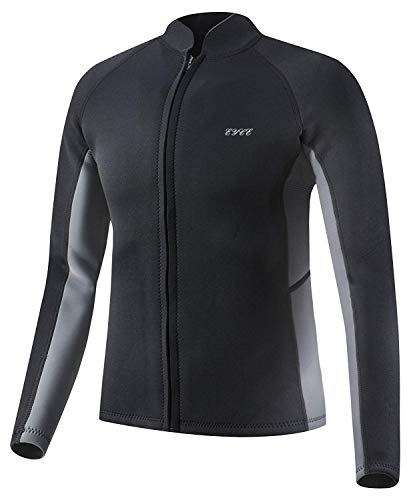 EYCE Dive & SAIL Men's 3mm Wetsuit Jacket Top Long Sleeve Neoprene Wetsuits (Black/Grey, Small)