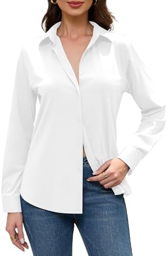 Wrinkle-Free Mulberry Silk Women's Button-Down Long Sleeve Shirt - Image 4