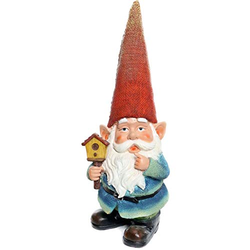 Alpine Corporation Gds114 Alpine Garden Gnome Holding A Birdhouse Outdoor Statue, Red #TOP11