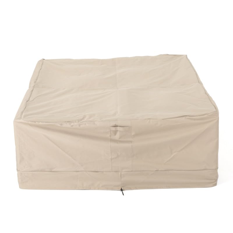 Rectangle Chat Set Cover Waterproof Outdoor Dining Table and Chair Cover Anti-UV Outside Sectional Sofa Set Covers?86W x 65D x 28H in?Beige?