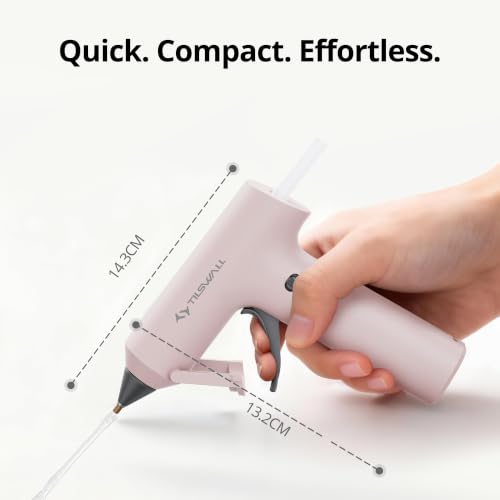 Image of Tilswall Cordless Hot Glue Gun, Fast Preheating, Glue Gun and Sticks Set with 2Ah USB-C Rechargeable, 20 Premium Glue Sticks(7x140mm), Compact Size Ideal for Crafts, DIY Making, Repairs W106s Pink
