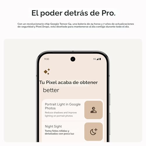 Google Pixel 9 Pro - Smartphone Android desbloqueado con Gemini, sistema de cámara trasera triple, batería de 24 horas y pantalla Super Actua de 6.3 pulgadas, color avellana, 256 GB