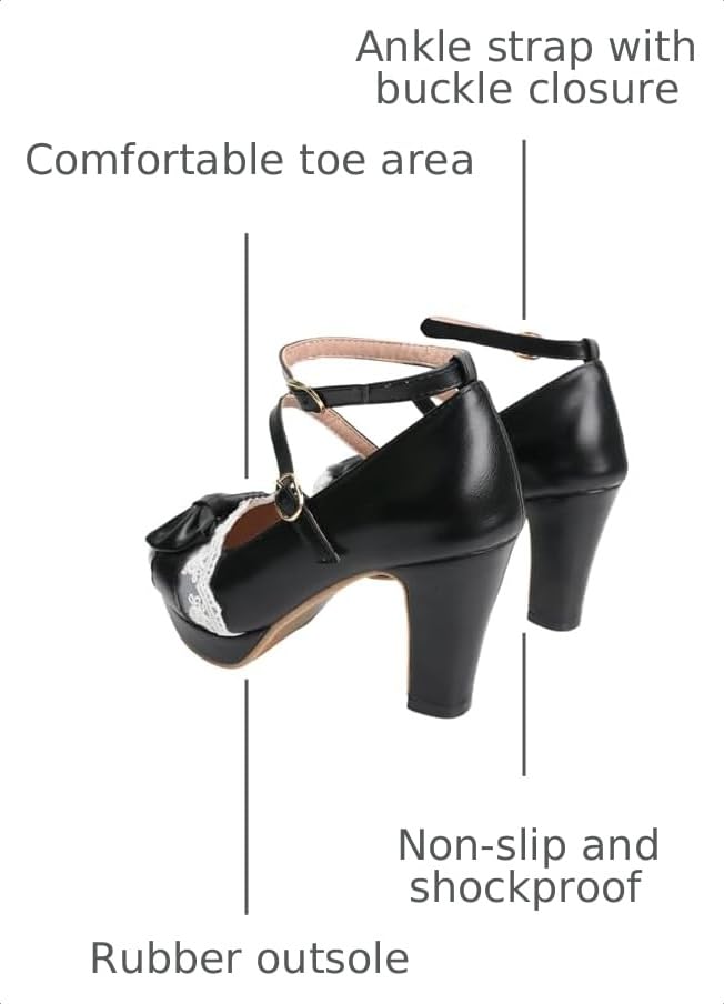 Image of MEOTINA Cute Bow Heels Mary Janes Shoes Women Dress Platform Strappy High Heels Kawaii Shoes