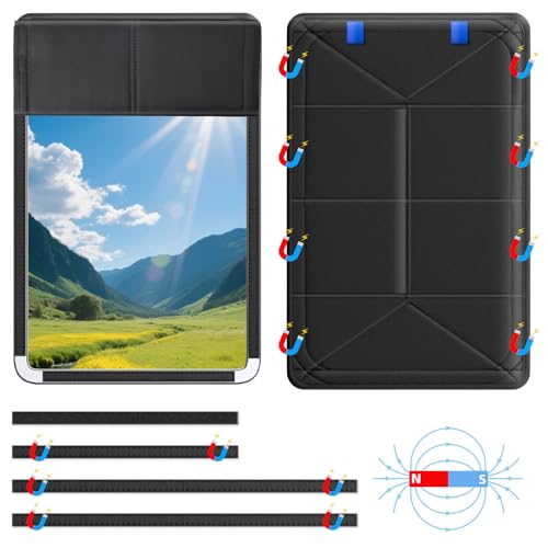 TICARVE RV Shades for Window/Door/Skylight 16*25 Magnetic Foldable Blackout Cover DIY Blocked Area Sunshade for Camper Privacy/Anti-Uv/Insulation with Magnetic Easy Installation