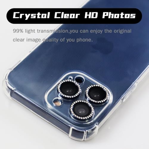 Image of CLITZ for iPhone 17 Pro /17 Pro Max Camera Lens Protector Bling, Individual Diamond Metal Ring with 9H Hardness, Scratch-Proof Camera Screen Protector Case Friendly (Blue Diamond)