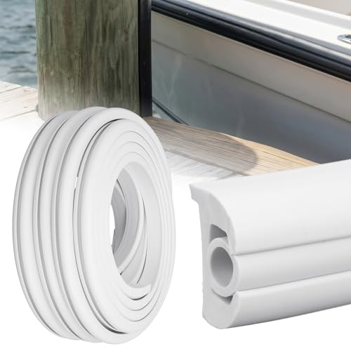 DaisyInner 50ft Boat Rub Rail Kit with Vinyl Insert Marine Grade Flexible Rub Rail for Boats 1-1/16 x 11/16 Heavy Duty Boat Bumper Strip Replacement UV & Saltwater Resistant Dock Protection White