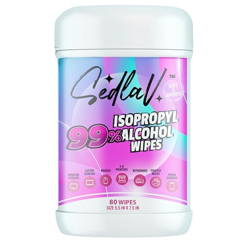 SEDLAV 99% Isopropyl Alcohol Wipes - 99% Rubbing Alcohol Wipes for Tech Use (80 Count Pack)