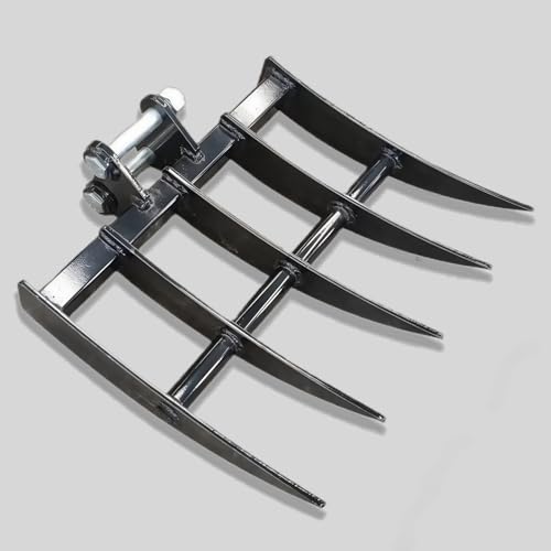Accessoire de râteau pour mini pelleteuse, râteau de pelle rétrocaveuse hydraulique inclinable pour mini pelleteuse ou machines similaires 0,8 à 2 tonnes, diamètre du trou : 25 mm, envergure : 90 mm