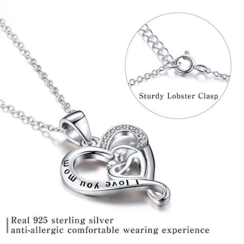 Esberry✦Mother's Day Gifts✦18K Gold Plated 925 Sterling Silver Necklace Pendant 5A Cubic Zirconia Cz Love Heart Shape Pendant With Necklaces For Women (Lettering) #TOP2