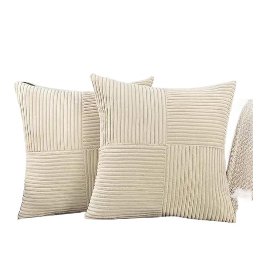 Housse de coussin velours côtelé gris 60x60 cm pour canapé