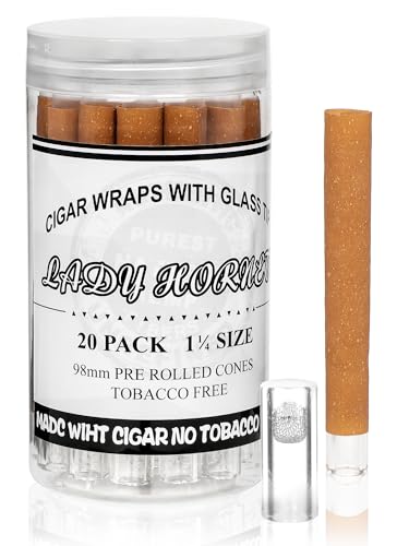 20 Pack Pre Rolled Cones With Glass Tips, King Size Pre...