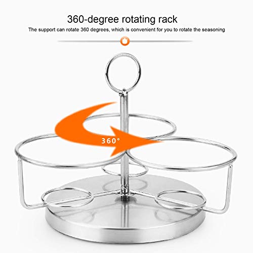 Duokon Stainless Steel Condiment Seasoning Container Pots Set With Spice Rack Large Capacity Tone To Store, Sugar, Salt, Oil, Spices Condiment Jars Storage, Silver #TOP2