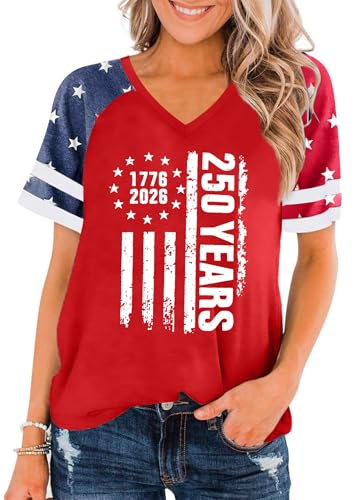 PICKID 250th Anniversary USA Shirt Women American Flag T Shirt