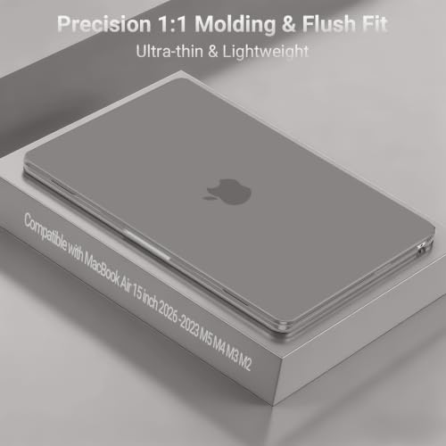 Image of MOSISO Compatible with MacBook Air 15 inch Case M4 M3 M2 2025 2024 2023 Release A3241 A3114 A2941 with Touch ID, Plastic Hard Shell Case&Keyboard Cover&Screen Protector&Storage Bag, Gray | A3448 A3241 A3114 A2941, Scratch-Resistant Protective Hard Shell Case&Keyboard Cover&ScreenFilm&Pouch, Gray