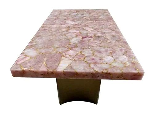 Table d'appoint carrée quartz rose résine époxy anti-rayures 45cm