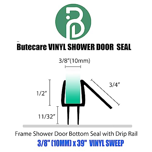 Butecare Frameless Shower Door Bottom Seal – Stop Shower Leaks And Create A Water Barrier … (2Pack - 3/8" Bottom) #TOP2