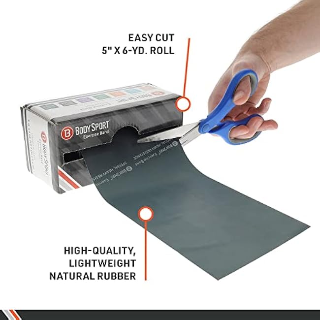 BodySport? Exercise Band, 5 in. x 6 yd. - Professional Resistance Bands for Home Fitness & Gym Exercises - Workout & Rehab Equipment