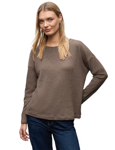 T-shirt structuré avec boutons femme haut mode casual chic col tunisien couleur unie