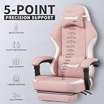 Gaming Chair,Computer Chair with Pocket Spring Cushion,Ergonomic Office Chair with Footrest,Height Adjustable Video Gamer Chair with Lumbar Support for Adults (No Massage, Pink) - Image 5