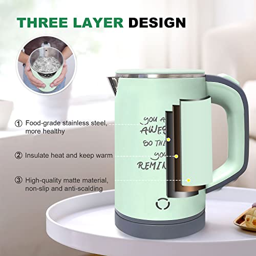 Ann Katy Small Electric Tea Kettle, 0.8L Portable Travel Hot Water Boiler Stainless Steel,Low Power Cordles Mini Electric Coffee Kettle Auto Shut-off,Camping, Travel, Office And Student Dormitory