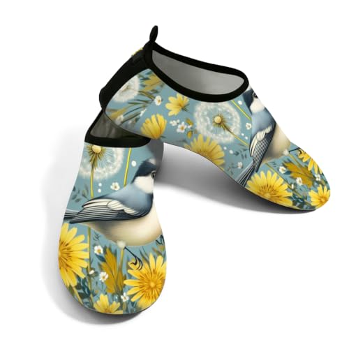 Zapatos acuáticos de playa para mujeres y hombres con diseño de margarita amarilla